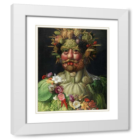 Vertumnus, 1591 White Modern Wood Framed Art Print with Double Matting by Arcimboldo, Giuseppe