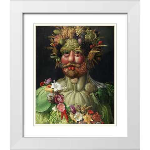 Vertumnus, 1591 White Modern Wood Framed Art Print with Double Matting by Arcimboldo, Giuseppe