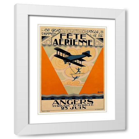 Fete Aerienne Angers - Vintage Aged Paper Style White Modern Wood Framed Art Print with Double Matting by Armand, Armand P.L.