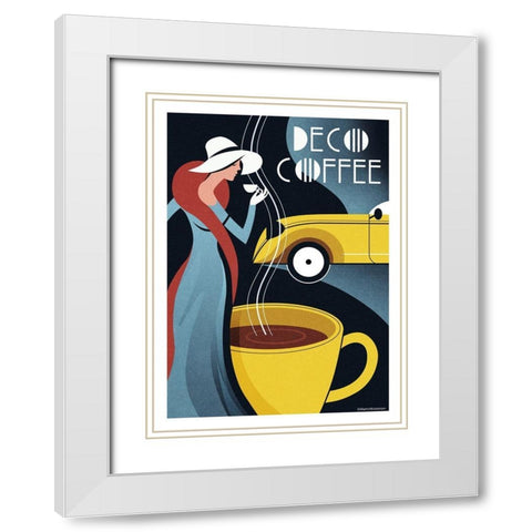 Deco Coffee White Modern Wood Framed Art Print with Double Matting by Wickstrom, Martin