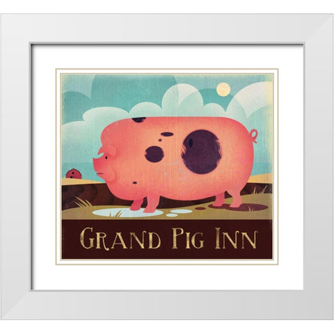 Grand Pig Inn White Modern Wood Framed Art Print with Double Matting by Wickstrom, Martin