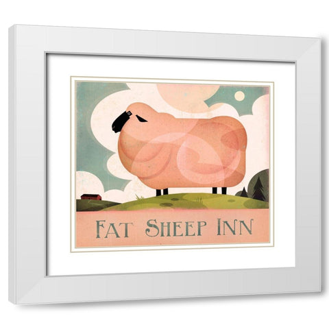 Fat Sheep Inn White Modern Wood Framed Art Print with Double Matting by Wickstrom, Martin