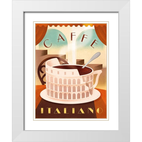 Caffe Italiano 2 White Modern Wood Framed Art Print with Double Matting by Wickstrom, Martin