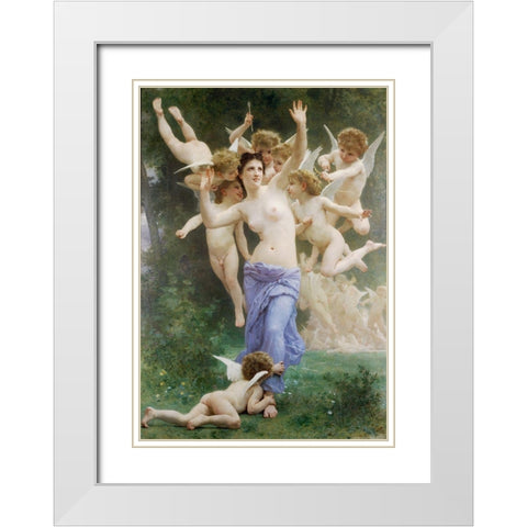 The Wasps Nest, 1892 White Modern Wood Framed Art Print with Double Matting by Bouguereau, William-Adolphe