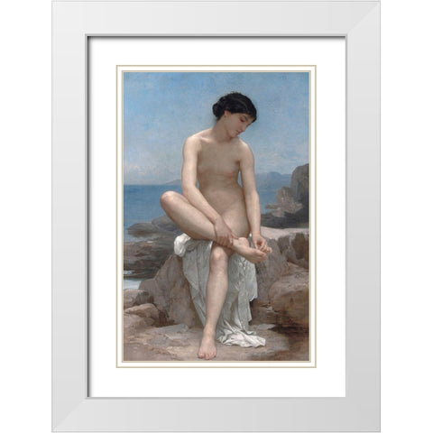 The Bather, 1879 White Modern Wood Framed Art Print with Double Matting by Bouguereau, William-Adolphe