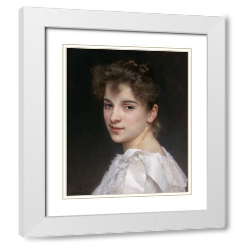 Gabrielle White Modern Wood Framed Art Print with Double Matting by Bouguereau, William-Adolphe