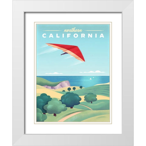 Northern California - Hang Gliding White Modern Wood Framed Art Print with Double Matting by Wickstrom, Martin