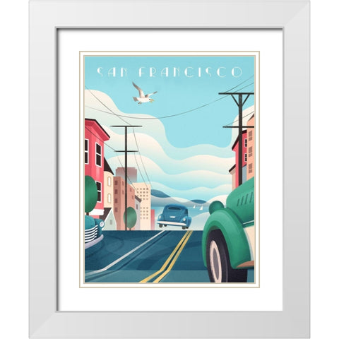 San Francisco - Streets White Modern Wood Framed Art Print with Double Matting by Wickstrom, Martin