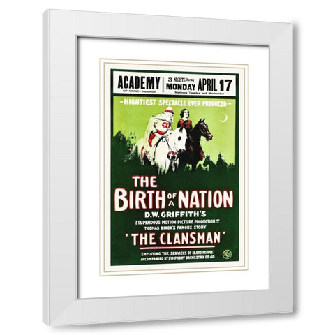 Birth of a Nation, poster White Modern Wood Framed Art Print with Double Matting by Hollywood Photo Archive