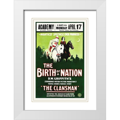 Birth of a Nation, poster White Modern Wood Framed Art Print with Double Matting by Hollywood Photo Archive