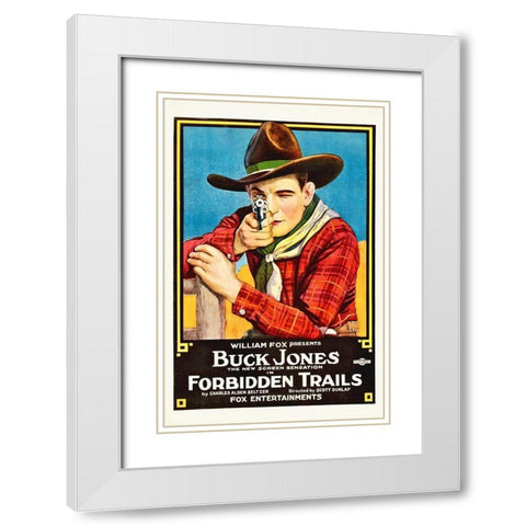Buck Jones, Forbiden Trails,  1920 White Modern Wood Framed Art Print with Double Matting by Hollywood Photo Archive
