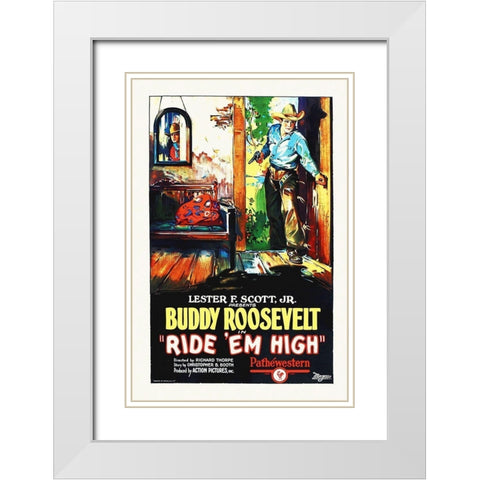 Buddy Roosevelt, Ride Em High White Modern Wood Framed Art Print with Double Matting by Hollywood Photo Archive