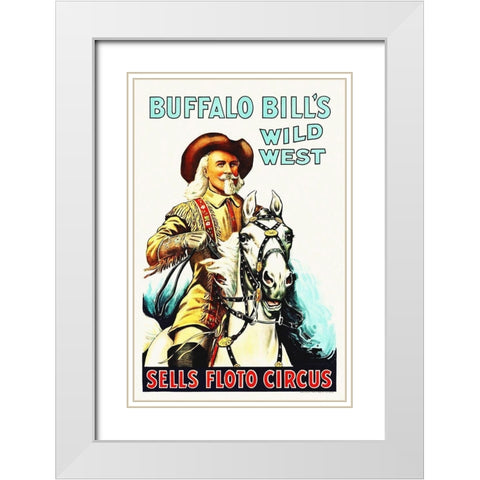 Buffalo Bill White Modern Wood Framed Art Print with Double Matting by Hollywood Photo Archive