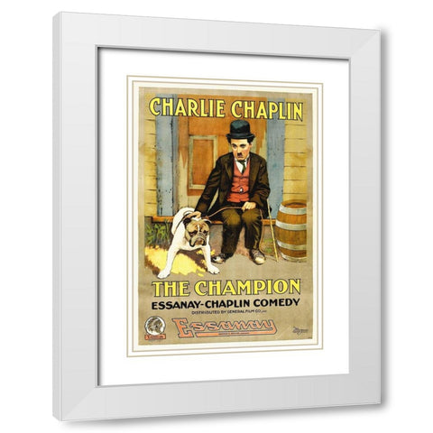 Charlie Chaplin, Champion, The,  1919 Esanney White Modern Wood Framed Art Print with Double Matting by Hollywood Photo Archive