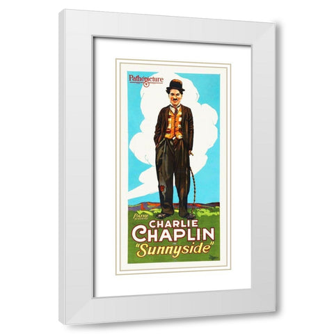 Charlie Chaplin, Sunnyside White Modern Wood Framed Art Print with Double Matting by Hollywood Photo Archive