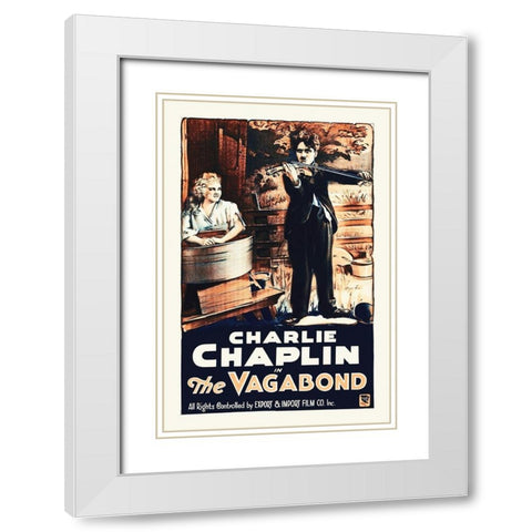 Charlie Chaplin, The Vagabond, 1916 White Modern Wood Framed Art Print with Double Matting by Hollywood Photo Archive