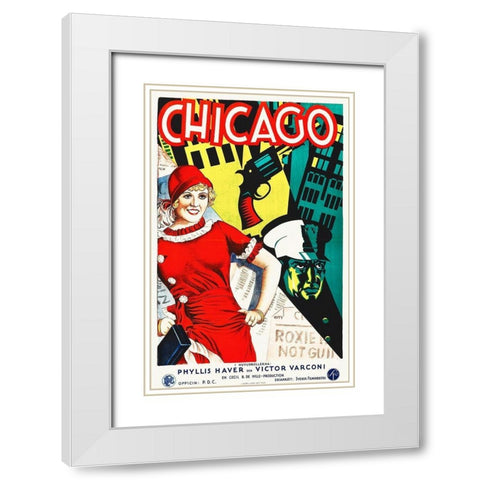 Chicago White Modern Wood Framed Art Print with Double Matting by Hollywood Photo Archive