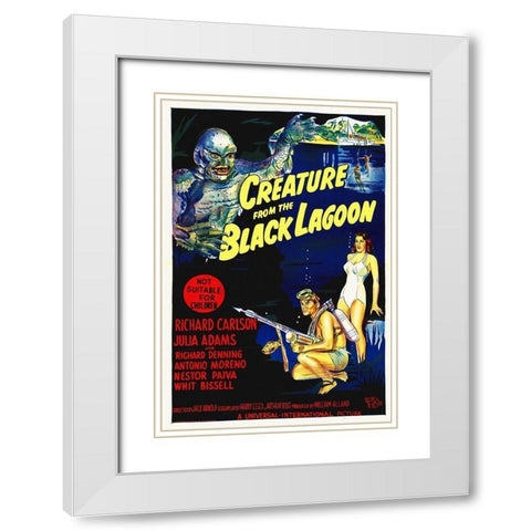 Creature From the Black Lagoon White Modern Wood Framed Art Print with Double Matting by Hollywood Photo Archive