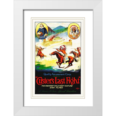 Custers Last Fight White Modern Wood Framed Art Print with Double Matting by Hollywood Photo Archive