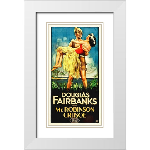 Douglas Fairbanks, Mr Robinson Crusoe, 1932 White Modern Wood Framed Art Print with Double Matting by Hollywood Photo Archive
