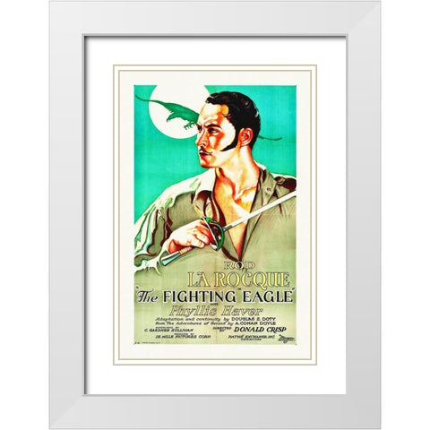Fighting Eagle White Modern Wood Framed Art Print with Double Matting by Hollywood Photo Archive