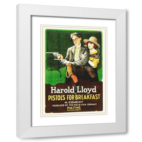 Harold Lloyd, Pistols For Breakfast White Modern Wood Framed Art Print with Double Matting by Hollywood Photo Archive