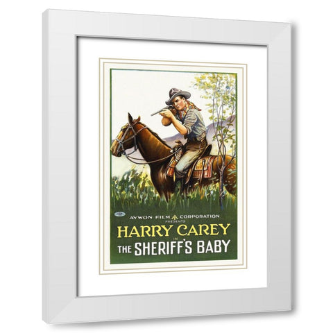 Harry Carey, The Sheriffs Baby,  1920 White Modern Wood Framed Art Print with Double Matting by Hollywood Photo Archive
