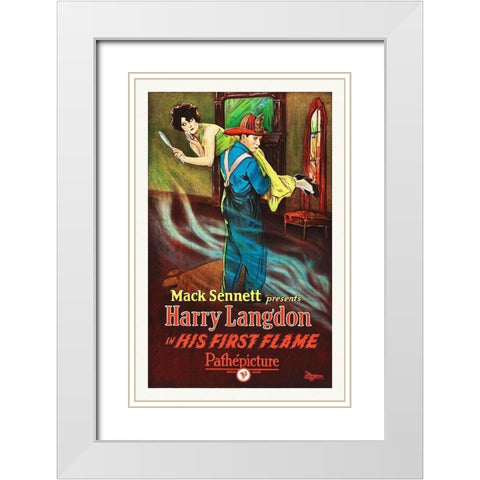 His First Flame White Modern Wood Framed Art Print with Double Matting by Hollywood Photo Archive