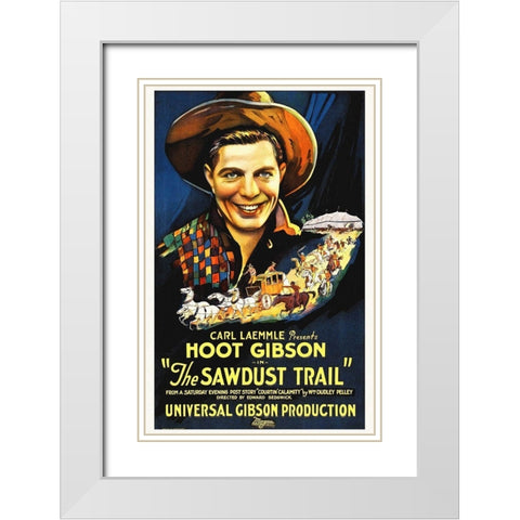 Hoot Gibson, The Sawdust Trail White Modern Wood Framed Art Print with Double Matting by Hollywood Photo Archive