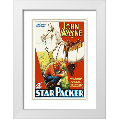 John Wayne White Modern Wood Framed Art Print with Double Matting by Hollywood Photo Archive