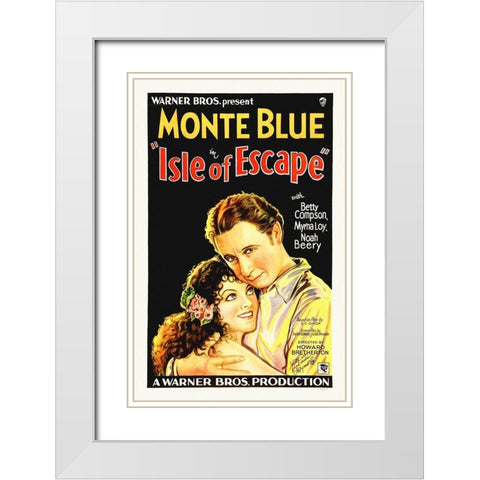 Monte Blue with Myrna Loy, Isle of Escape, 1930 White Modern Wood Framed Art Print with Double Matting by Hollywood Photo Archive