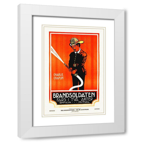 The Fireman White Modern Wood Framed Art Print with Double Matting by Hollywood Photo Archive