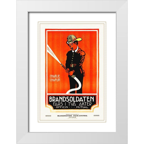 The Fireman White Modern Wood Framed Art Print with Double Matting by Hollywood Photo Archive