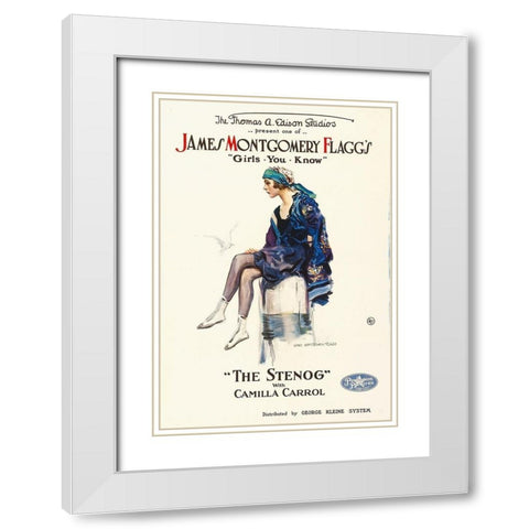 The Stenog, 1918 White Modern Wood Framed Art Print with Double Matting by Hollywood Photo Archive