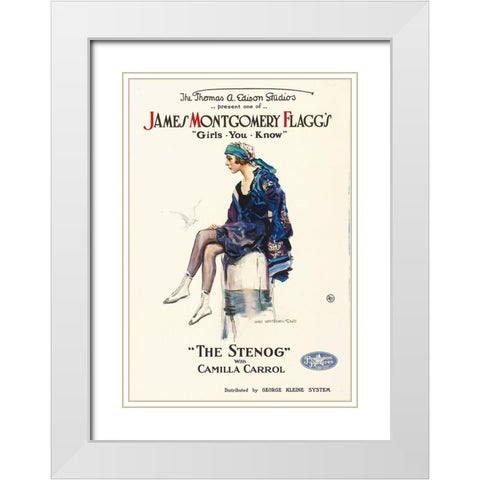 The Stenog, 1918 White Modern Wood Framed Art Print with Double Matting by Hollywood Photo Archive