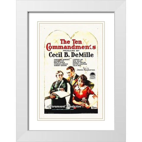 The Ten Commandments White Modern Wood Framed Art Print with Double Matting by Hollywood Photo Archive