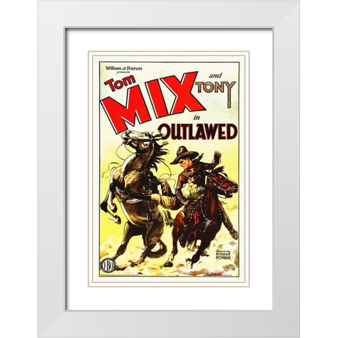 Tom Mix, Outlawed White Modern Wood Framed Art Print with Double Matting by Hollywood Photo Archive