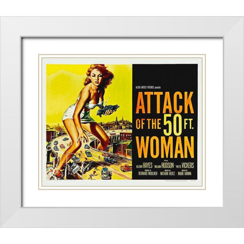 Attack Of The 50ft Woman White Modern Wood Framed Art Print with Double Matting by Hollywood Photo Archive