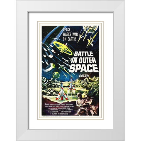 Battle In Outer Space White Modern Wood Framed Art Print with Double Matting by Hollywood Photo Archive