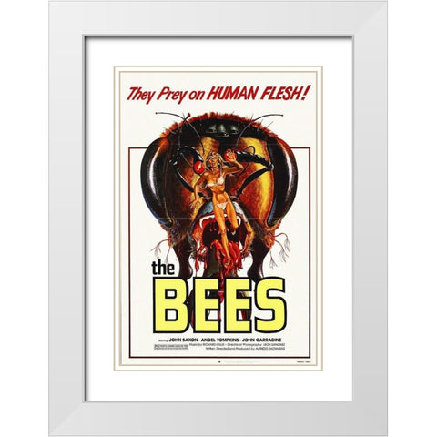 Bees White Modern Wood Framed Art Print with Double Matting by Hollywood Photo Archive