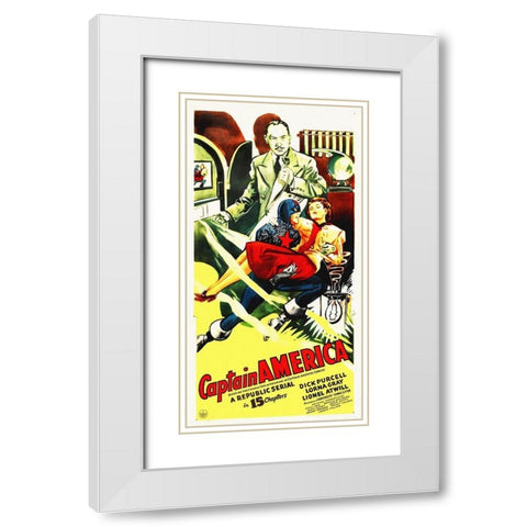 Captain America - A Republic Serial White Modern Wood Framed Art Print with Double Matting by Hollywood Photo Archive