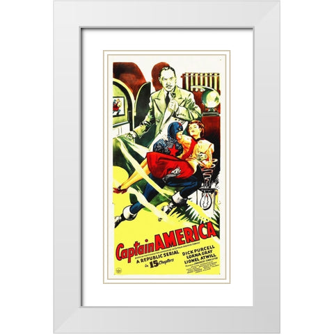 Captain America - A Republic Serial White Modern Wood Framed Art Print with Double Matting by Hollywood Photo Archive