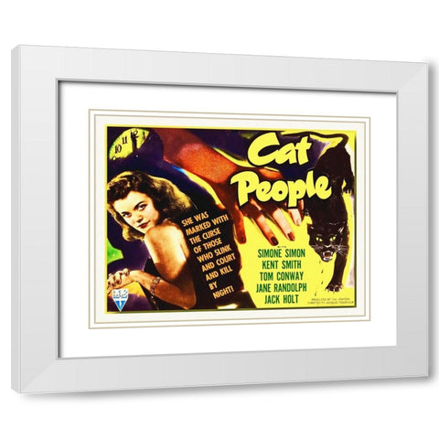 Cat People, 1942 White Modern Wood Framed Art Print with Double Matting by Hollywood Photo Archive