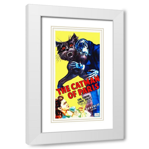 Catman Of Paris White Modern Wood Framed Art Print with Double Matting by Hollywood Photo Archive