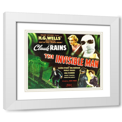 Claude Raines In The Invisible Man White Modern Wood Framed Art Print with Double Matting by Hollywood Photo Archive