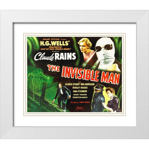 Claude Raines In The Invisible Man White Modern Wood Framed Art Print with Double Matting by Hollywood Photo Archive