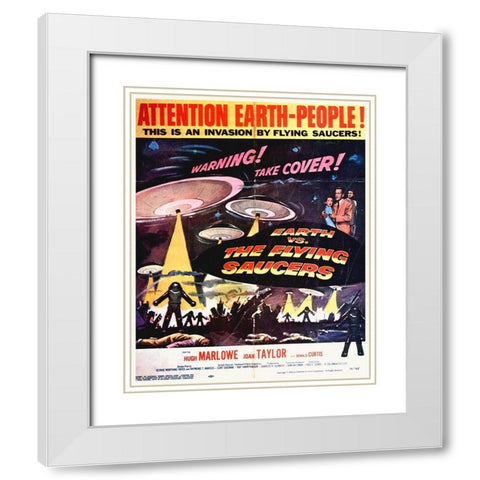 Earth Vs The Flying Saucers White Modern Wood Framed Art Print with Double Matting by Hollywood Photo Archive