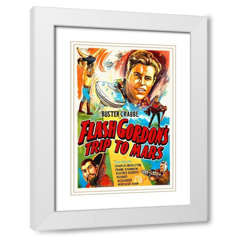 Flash Gordons Trip to Mars - Buster Crabbe White Modern Wood Framed Art Print with Double Matting by Hollywood Photo Archive