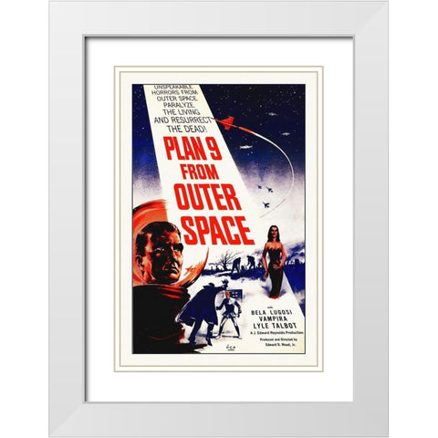 Plan Nine From Outer Space White Modern Wood Framed Art Print with Double Matting by Hollywood Photo Archive