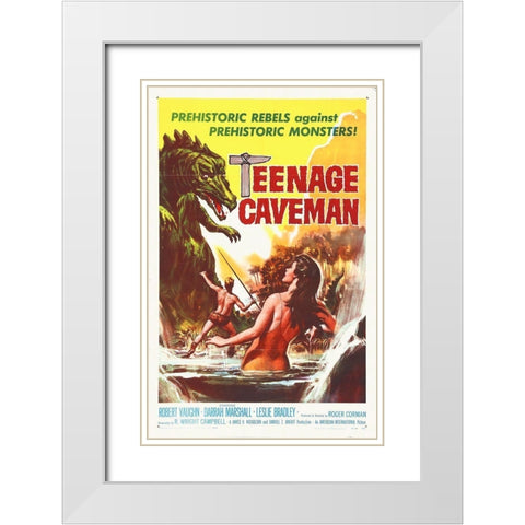 Teenage Caveman White Modern Wood Framed Art Print with Double Matting by Hollywood Photo Archive